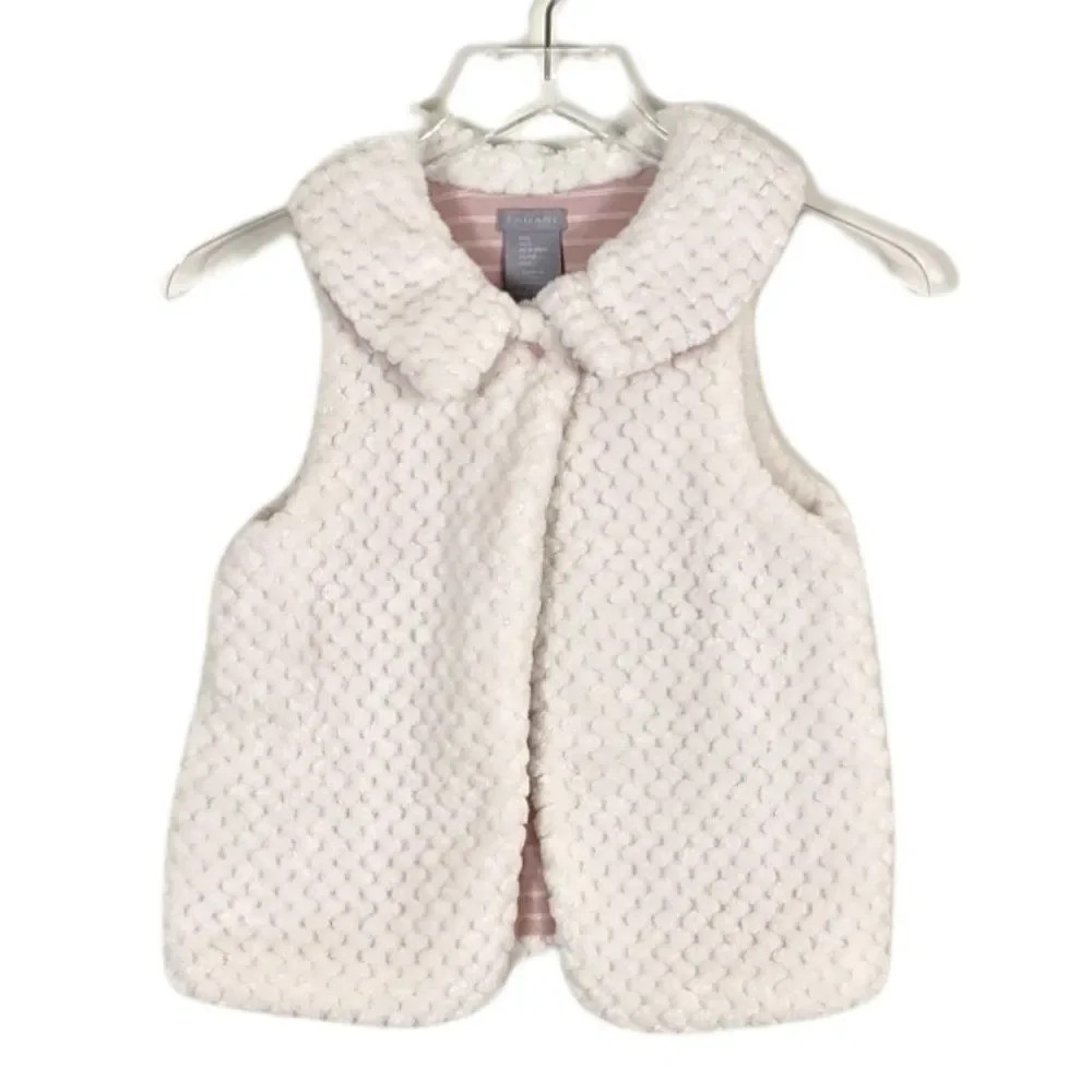 Tahari Faux Fur Toddler Girl Furry Vest Size 5 Cream